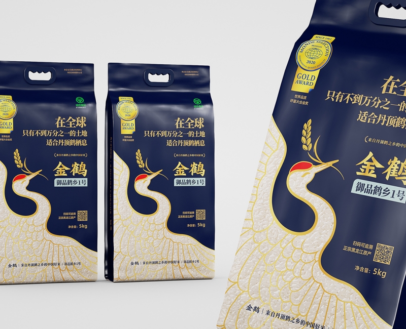 金鶴東北大米包裝全案設(shè)計(jì)包裝設(shè)計(jì)案例 - 四喜設(shè)計(jì)作品